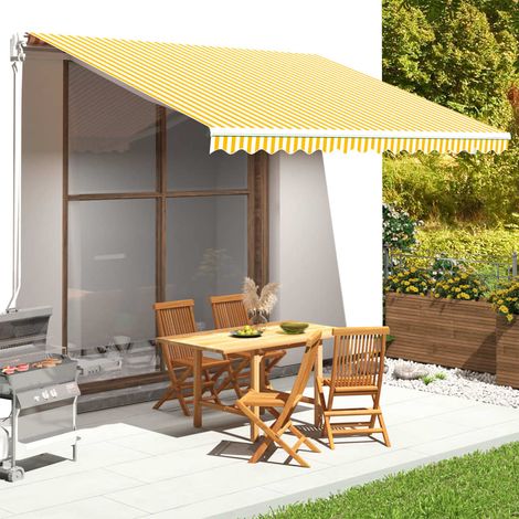 INLIFE Tissu de remplacement pour auvent Jaune et blanc 4,5x3,5 m (1/5)