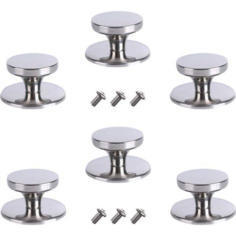 BEBUSINGOTO 6 pcs Boutons de Couvercle de Casserole en Acier Inoxydable, Accessoires de Casserole avec Vis, Bouton Universel de Couvercles de Casserole Résistant à la Chaleur,Accessoires de Cuisine (1/5)