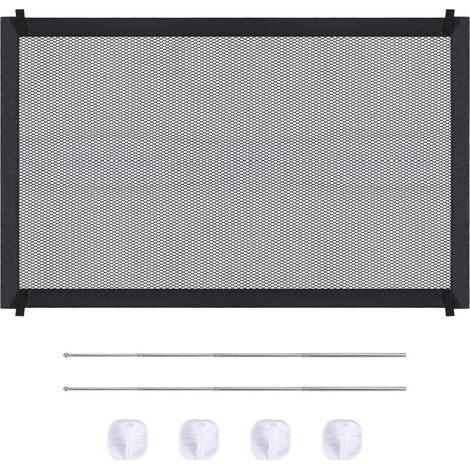 Barrière de sécurité pour chien 110 × 72 cm – Nylon résistant et acier inoxydable – Installation rapide avec crochets et poteaux inclus (1/5)