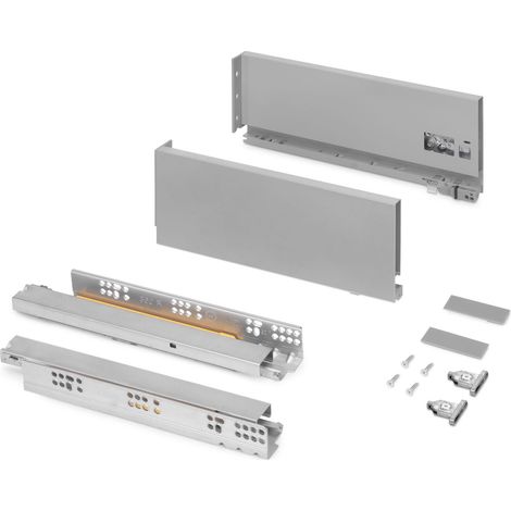 Emuca Cassetto esterno Vertex 40kg altezza 131mm, profondità 350mm, Acciaio, Grigio verniciato