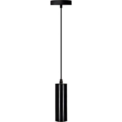 Suspension cylindrique en métal noir, culot GU10, style moderne pour salon et cuisine (ampoule non incluse) (1/3)