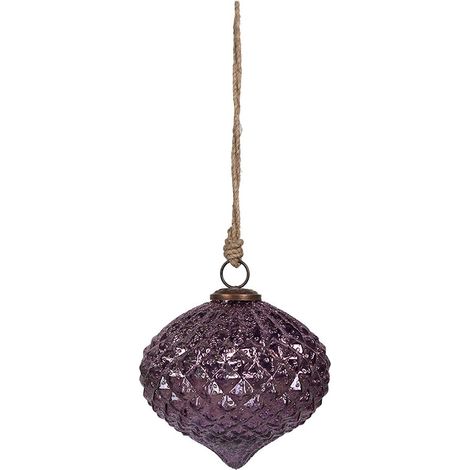 Boule de Noël en Verre Violet Décoration Suspendue pour Sapin Romantique 13 x 11 cm - PANGIVO