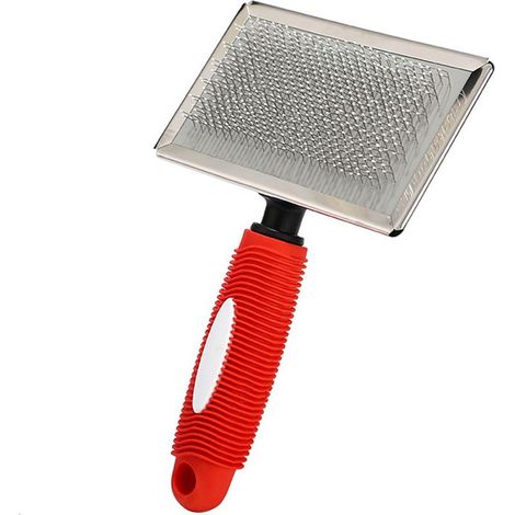 Outil de démêlage à aiguilles en acier pour animaux de compagnie, peigne à nœuds, outil de toilettage pour chien et chat (rouge, taille M) (1/5)
