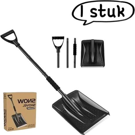 1 pelle à neige pour voiture - Métal, acier inoxydable - Pelle à neige télescopique et rotative 3 en 1 - Pelle à neige amovible et fixable sur la voiture - Une pelle, une éponge - Noire (1/5)