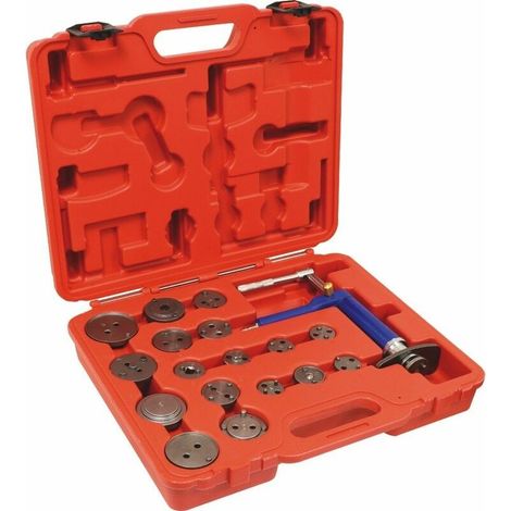 Drakkar Equipement – Repousse piston pneumatique 16 pcs – Coffret avec 15 adaptateurs – Rotation droite et gauche – Outil pour plaquettes de frein (1/4)