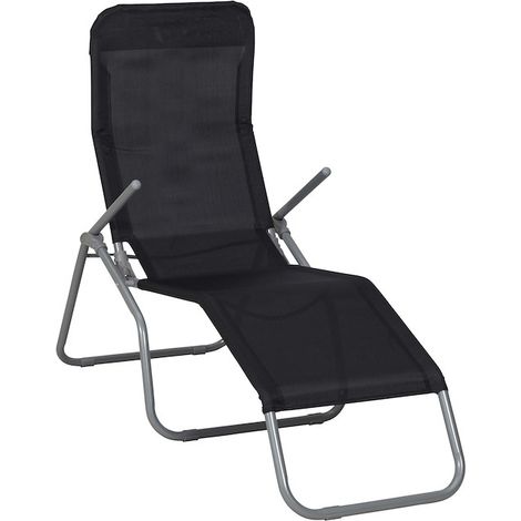 Wellnessliege XXL, 2er Set Stahl/Textil silber/schwarz