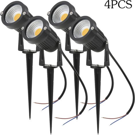 Lot de 4 lampes LED COB Tomshine 5W pour jardin, allée, mur, cour ou terrasse, éclairage décoratif extérieur 500 lm, blanc chaud, alimentation AC/DC 12V, lumière blanche chaude. (1/5)