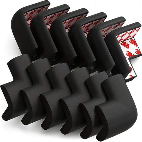 Set mit 12 weichen Eckenschützern für Babysicherheit, Möbelecken, Tischkantenschutz (Schwarz) (1/4)