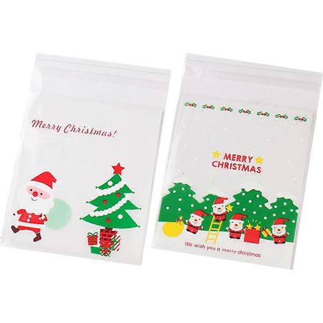 200 sachets autocollants pour biscuits, bonbons et pâtisseries, sur le thème de Noël-200pcs