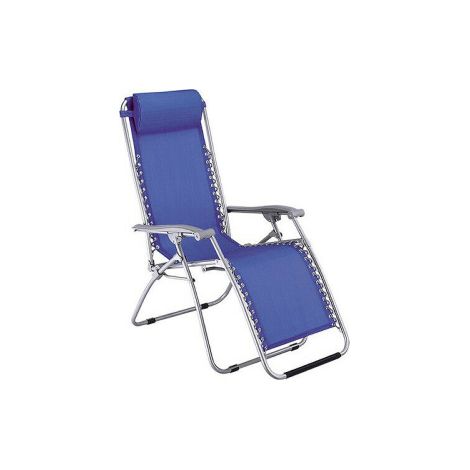 Transat avec accoudoirs en textile'ne bleu 165x65x113 cm tubulaire 2,2 cm pour piscine de jardin