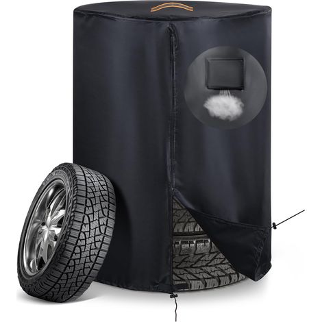 Housse de pneu améliorée 420D étanche avec bandes imperméables, fermeture éclair et bandes réfléchissantes, housse de protection de pneu pour arbre de jante, sac universel noir (1/5)