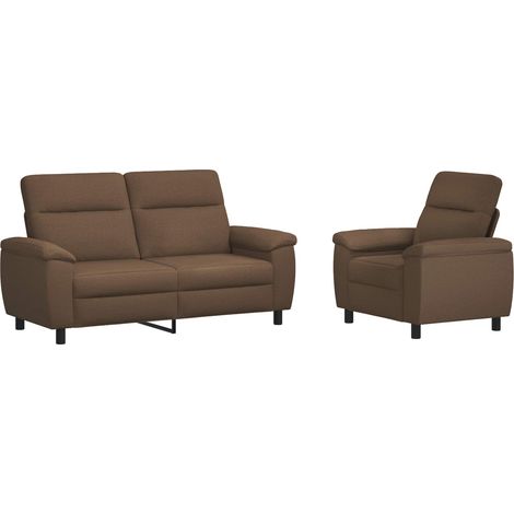 Sofa-Set 2 pcs Braun Stoff vidaXL