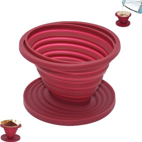 Filtre à café pliable en silicone alimentaire - filtre à café portable pour l'extérieur - rouge - filtre à café pliable - filtre pliable pour machine à café - filtre réutilisable pour café filtre roug (1/5)