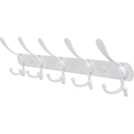 Perchero de pared, gancho para abrigos, toallero de acero inoxidable para dormitorio, entrada, baño, oficina, ropa y sombreros (blanco)