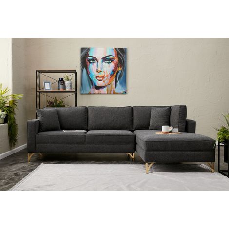 Ecksofa rechts Berlin Anthrazit Gold (1/5)