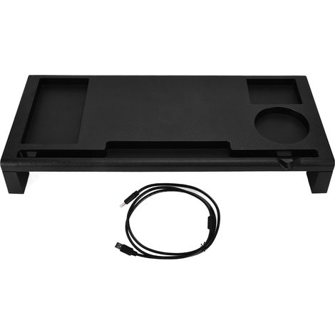 Support d'écran avec ports USB, organisateur de bureau pour ordinateur portable, support ergonomique pour espace de travail.