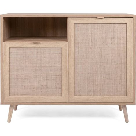 Beistellschrank Bali 01A Sonoma-Eiche und Raffia-Druck Finori (1/5)