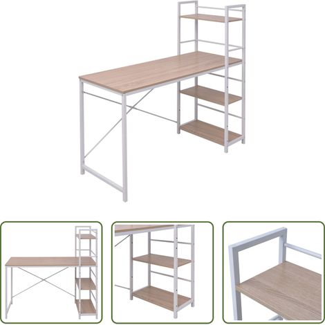 vidaXL Eichefarbenes Bücherregal - Schreibtisch mit Bücherregal mit 4 Böden Eiche (1/5)