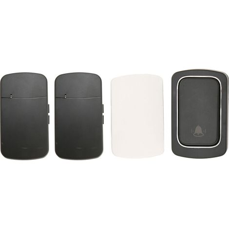 Kabellose Türklingel, Reichweitenübertragung, IP68 wasserdichtes schwarzes Pagersystem mit 2 Empfängern für die Hausüberwachung - Crezuo