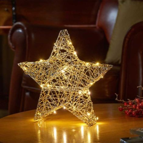 20cm Battery Operated Gold Weave Wonder Starlet Christmas Star with LEDs (1/2)