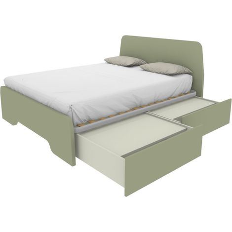 Letto matrimoniale 160x200 con testate sagomate e cassettoni - Salvia