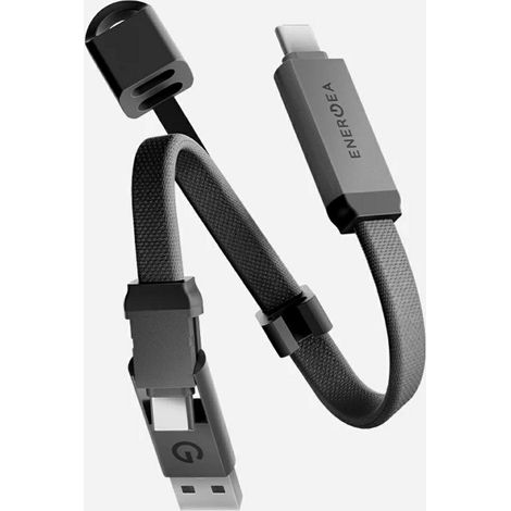 Câble Energea Sheath Key 2 en 1 USB-C vers USB-C/USB-A 480 Mbps 60 W 15 cm couleur canon de fusil (1/4)