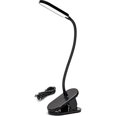 Lampe de lecture LED à pince rechargeable USB, col flexible, protection oculaire, éclairage confortable pour lecture (1/3)