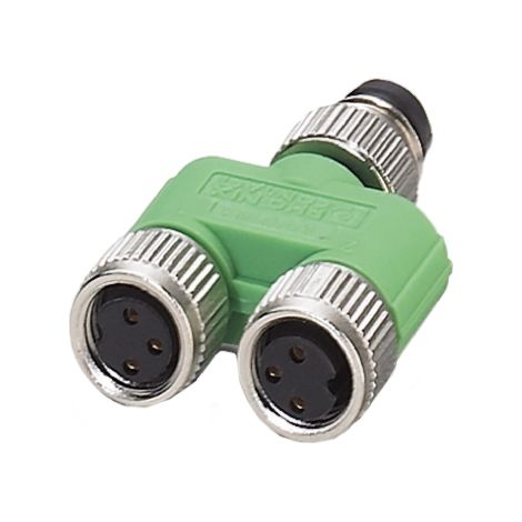 Adaptateur pour connecteur cylindrique Droit Phoenix Contact M8 Double M8 3 contacts Femelle, placage Nickel ( Prix pour 1 )