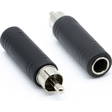 Adaptador audio mono jack 6.35 hembra - RCA macho  Negro (1/4)