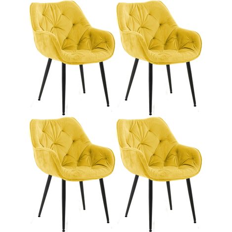 4er Set Stuhl Tanna Samt gelb
