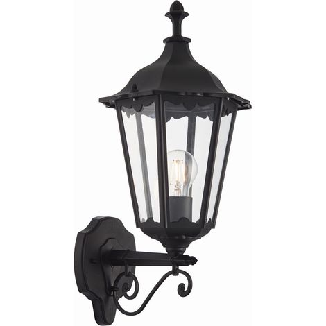Endon Burford - Lanterna da Parete 1 Luce da Esterno Vernice Nero Opaco, Vetro IP44, E27 (1/5)
