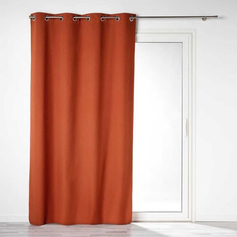 Paris Prix – Rideau occultant 140x260cm en polyester – Couleur terracotta – Design uni – Rideau à œillet pour décoration intérieure (1/3)