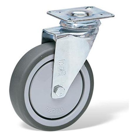 Roulette pivotante diamètre 100 mm Caoutchouc Thermoplastique GRIS roulements à billes - 100 Kg (1/2)