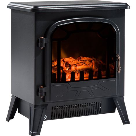 Cheminée électrique avec puissance réglable à effet de flamme 925W/1850W, 36 x 25,5 x 41,5 cm, noir (1/5)