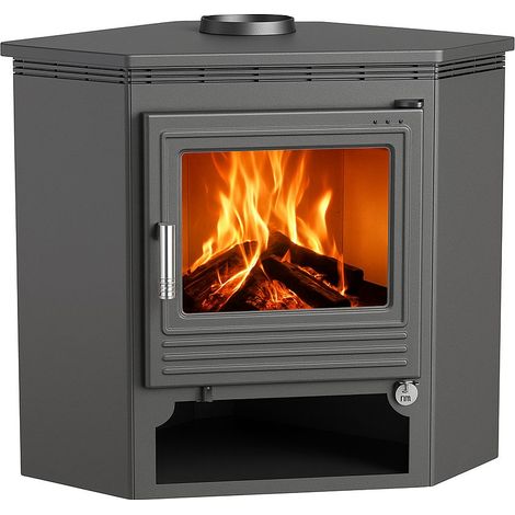 Fm Calefaccion – Poêle à bois d'angle 11.3 kW – Système double combustion – Évacuation supérieure – Acceptant bûches jusqu'à 50 cm – Rendement 82% (1/5)