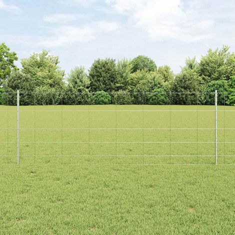 Zaun mit Pfosten Silber 0,8 x 50 m Stahl