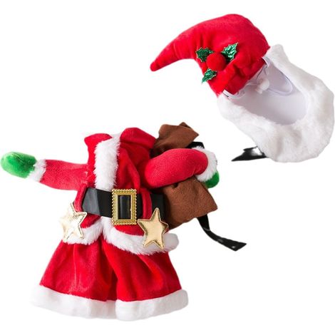 Costume Chien - Costume De Noël Santa Claus Avec Bonnet - Pour Chiens Et Chats De Taille S À L - Rouge - 1 Pièce (1/5)