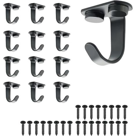 12 Pièces Crochet Mural Pratique, Crochets Porte Manteau Robustes pour Suspendre Manteaux, Serviettes, Décorations, Vis incluses pour Fixation Murale Solide, pour Salle de Bain, Cuisine, Noir (1/5)