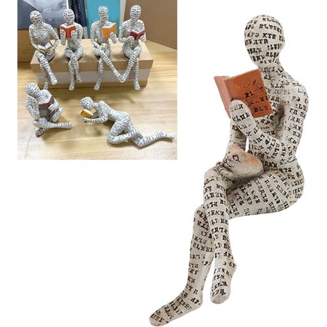 Figurine Femme en Résine Lisant - Décoration Étagère Livre Originale pour Intérieur (1/5)