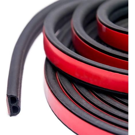 Joint d'étanchéité autocollant universel pour voiture, 10 m, 13,5 mm de large x 0,6 mm d'épaisseur, pour portes et fenêtres avec capot moteur (2 rouleaux de 5 m chacun)