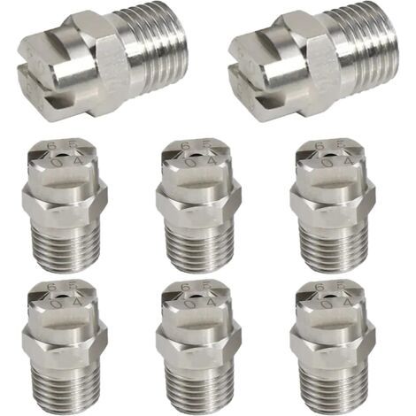 Lot de 8 Buses de pulvérisation Haute Pression de 65 degrés, buse de Ventilateur Haute Pression pour Balai à Eau et Nettoyeur, Pointe de pulvérisation d'ouverture de 1,3 mm, raccord fileté de 6,3 mm (1/5)