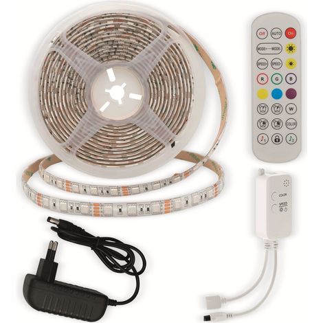 Kit Bande LED Étanche - RGB 5m - Bluetooth Musique - Télécommande - 60 LED/m (1/5)