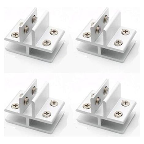 Lot de 4 pinces à verre en forme de T avec support en verre pour fixation sur 3 panneaux latéraux, douche, tables, panneaux, 10-12 mm (1/5)