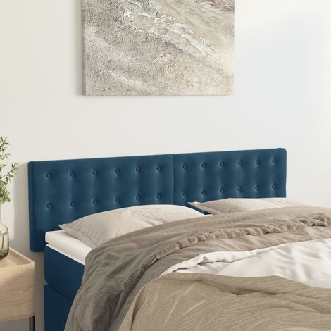 Têtes de lit 2 pcs pour lit adult Décoration murale Bleu foncé 72x5x78/88 cm Velours CFW947471 (1/5)