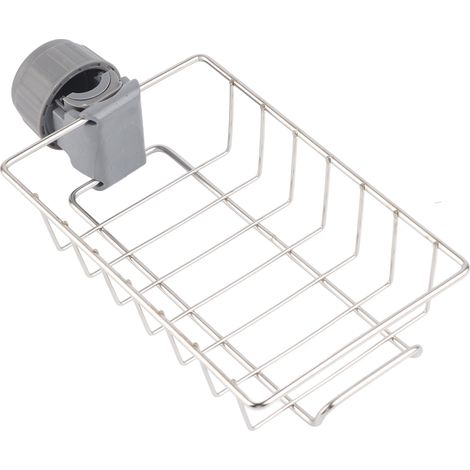 Decdeal Rangement suspendu pour évier en acier inoxydable - Porte‑éponge, étagère de drainage avec pince pour robinet