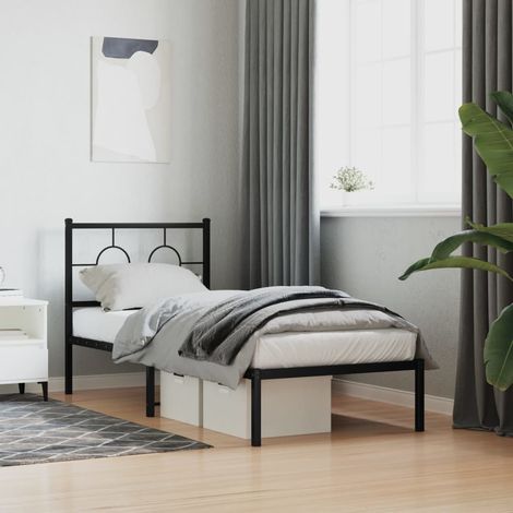 Metal Bed Frame without Mattress with Headboard Black 80x200cm vidaXL (1/5)
