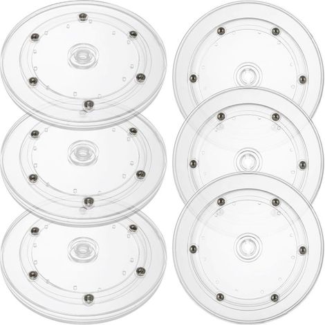 6 6-inch transparent acrylic rotating discs with steel ball bearings round turntables (suitable for decorating, tabletops, seasonings, kitchen corner cabinets) (1/5)