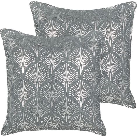 Dekokissen 2er Set HOYA Baumwolle 45 x 45 cm Grau Geometrisches Muster