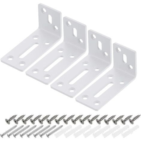 Escuadra en forma de L - Escuadra en ángulo recto con tornillos - Para fijar muebles y estantes - Color blanco - 40 x 80 x 35 mm - 4 unidades (1/5)