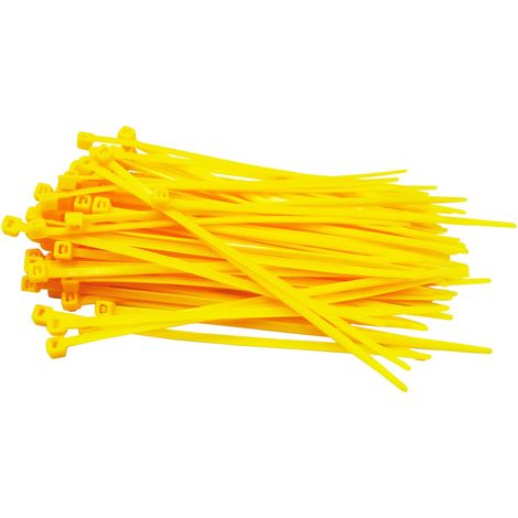 Lot de 100 serre-câbles jaunes - 100 mm x 2,5 mm - courts, 8,1 kg - Force de traction (1/5)